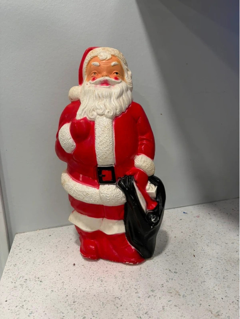 Vintage 1968 Empire Santa Claus Blow Mold Light 13” Black Sack Working USA